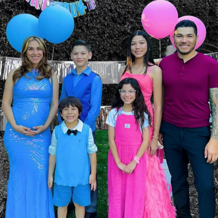 Esthalla Ortiz with her children and husband. 